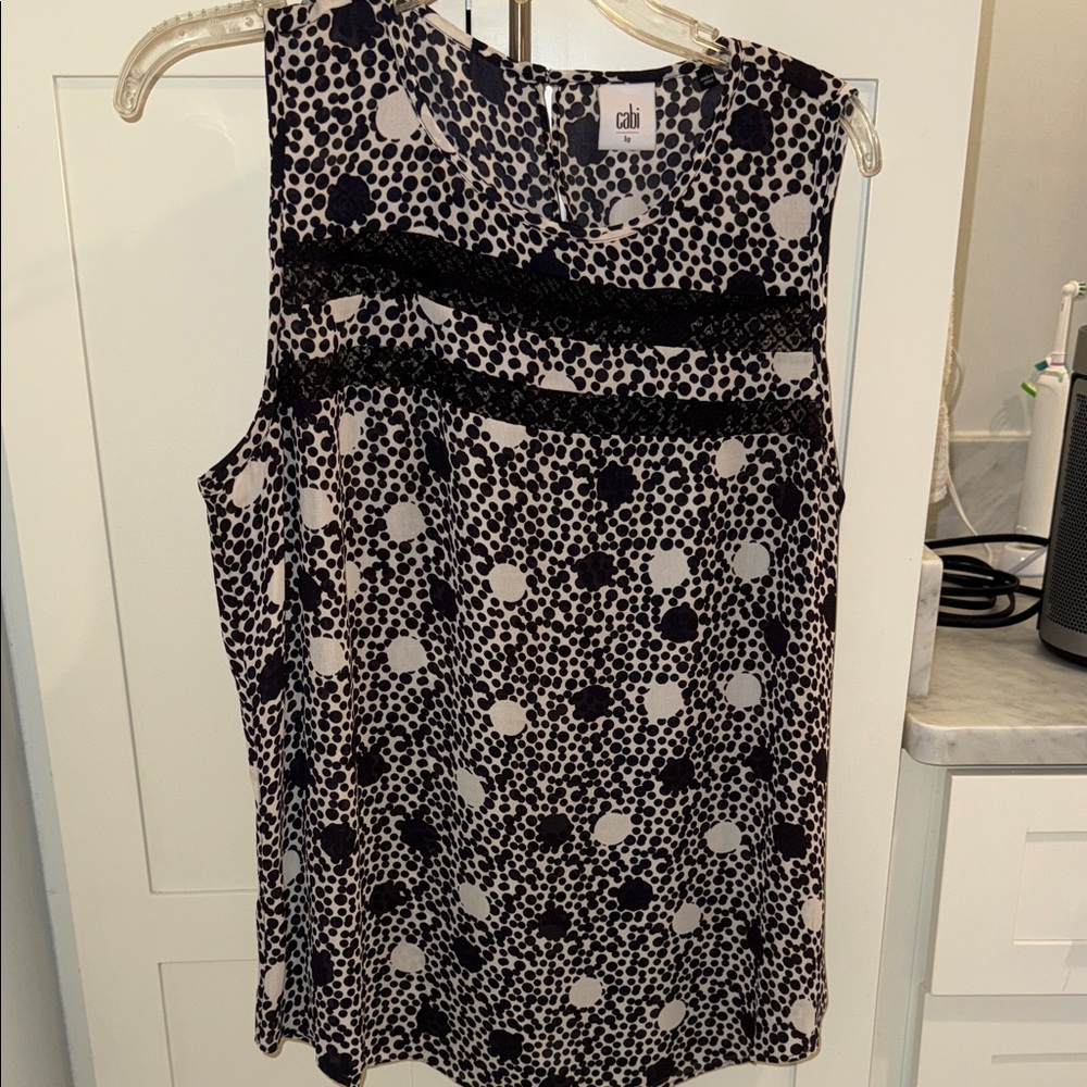 CAbi Black and White Polka Dot Blouse